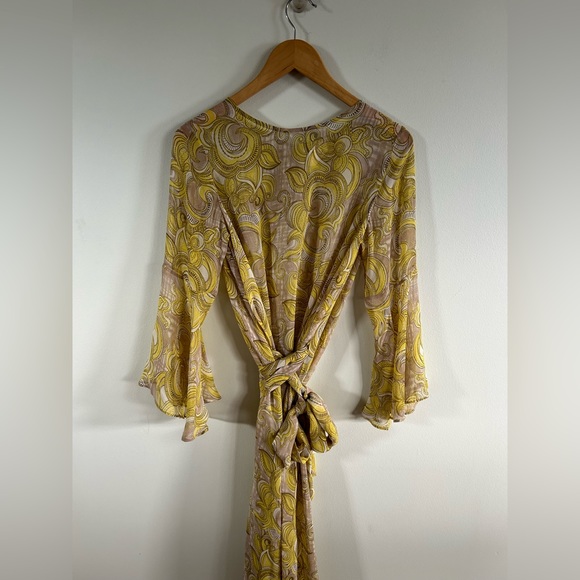 JULIE HARRAH Dress Yellow Floral Maxi Dress Tie Waist XS - Picture 3 of 12